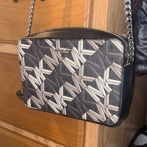 Michael Kors Black and Cream Patterned Crossbody Bag